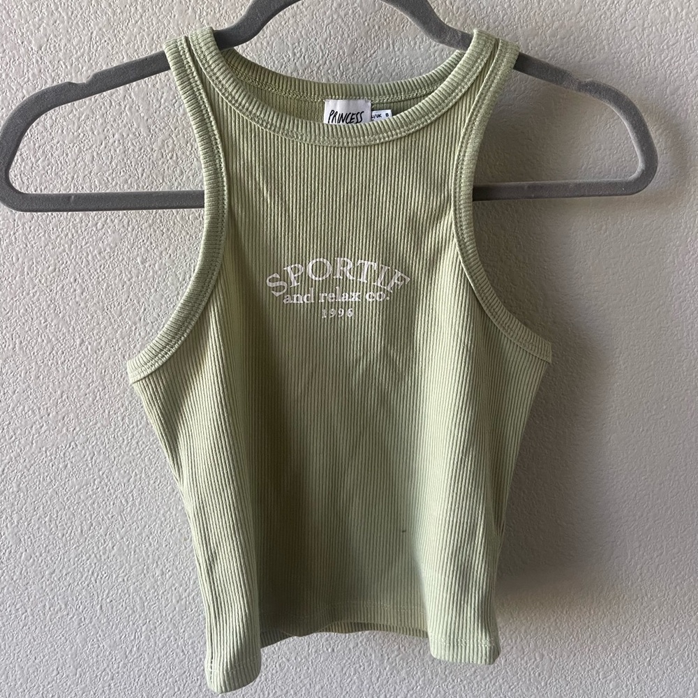 Sage Green “Sportif” Princess Polly Tank